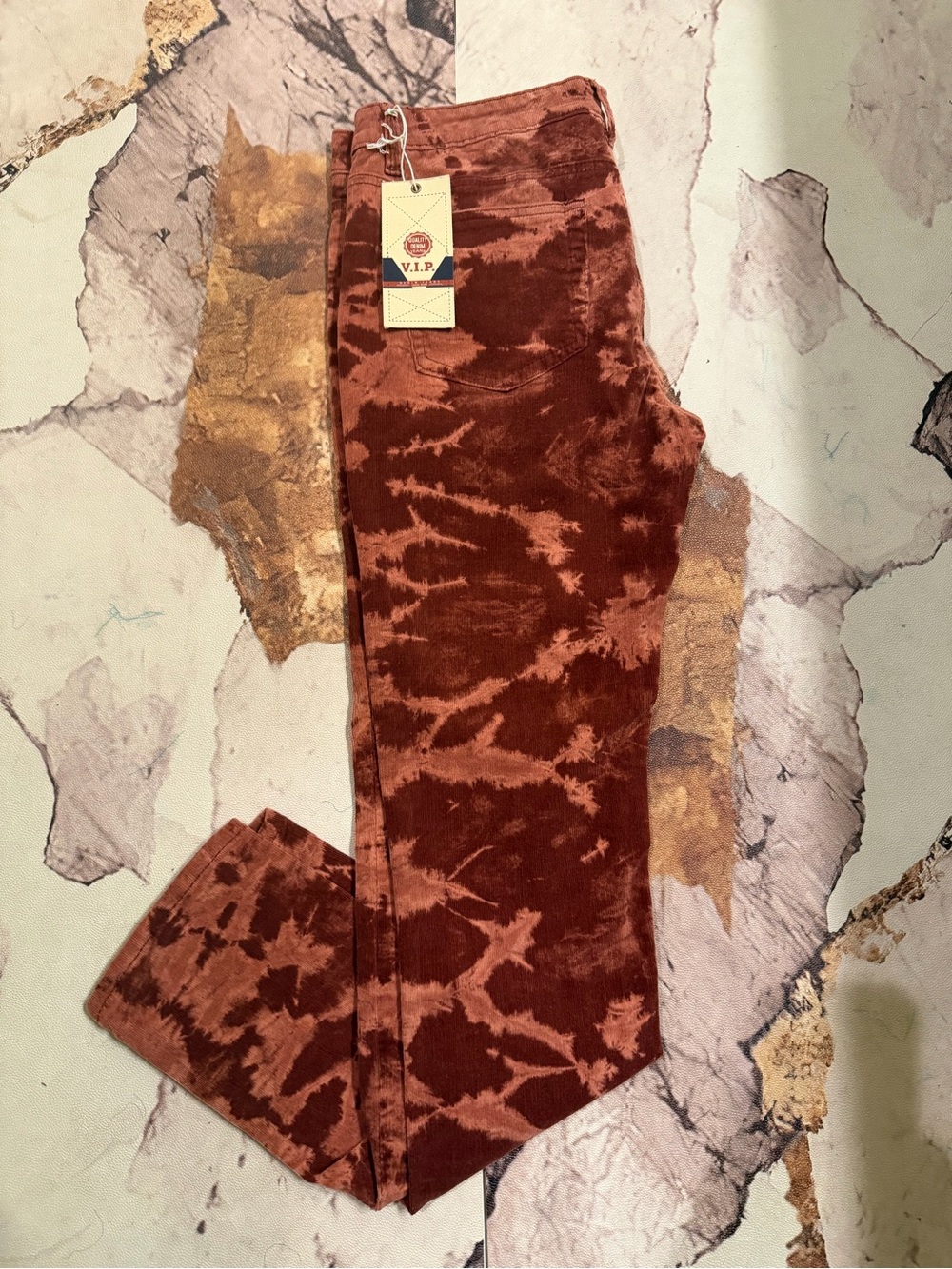 VIP Rust Tie-Dye Corduroy Straight Leg Pants
